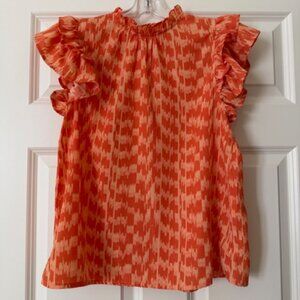 Pinch brand Orange Ruffled Short Sleeved Blouse Top for Women - Size Small